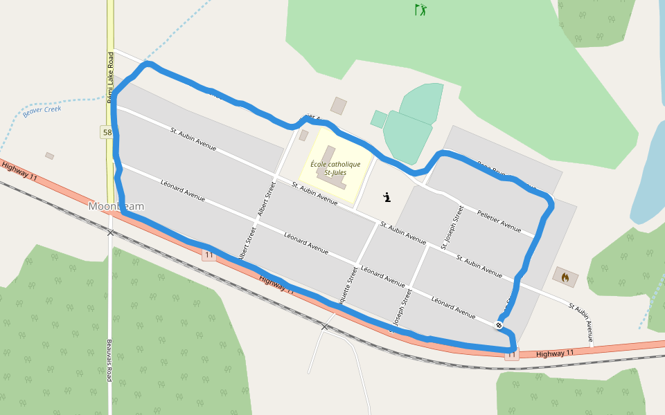 École catholique St-Jules walking route map in Moonbeam