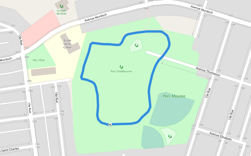 Parc Chadbourne walking route map in Rouyn-Noranda