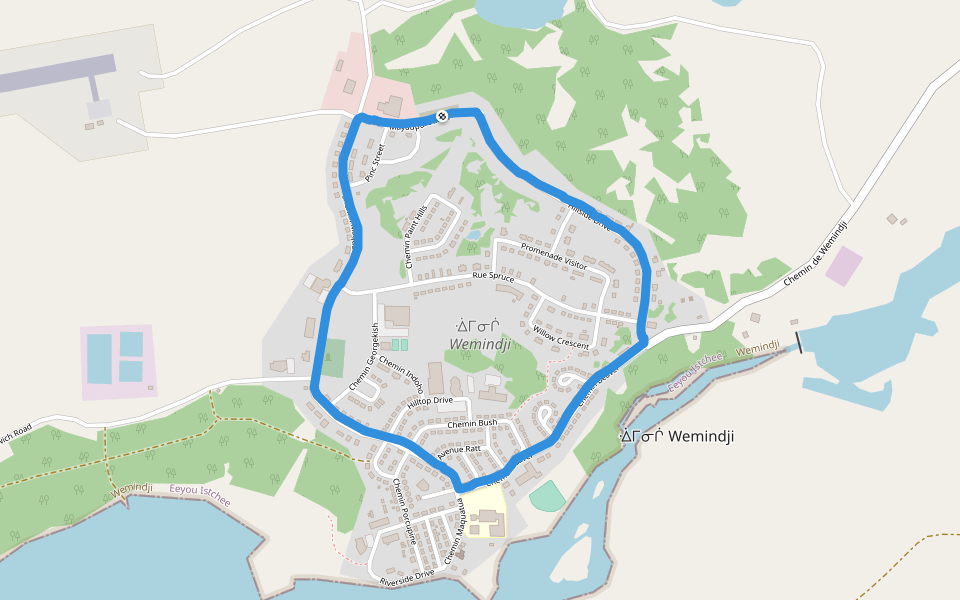 Walter Hughboy Recreation Centre walking route map in Wemindji