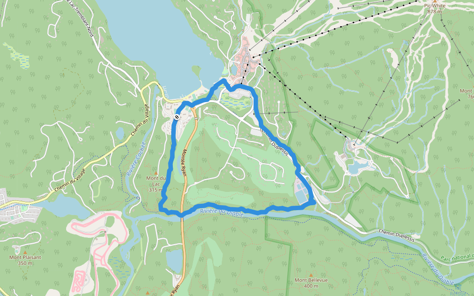 Riviere du Diable walking route map in Mont-Tremblant