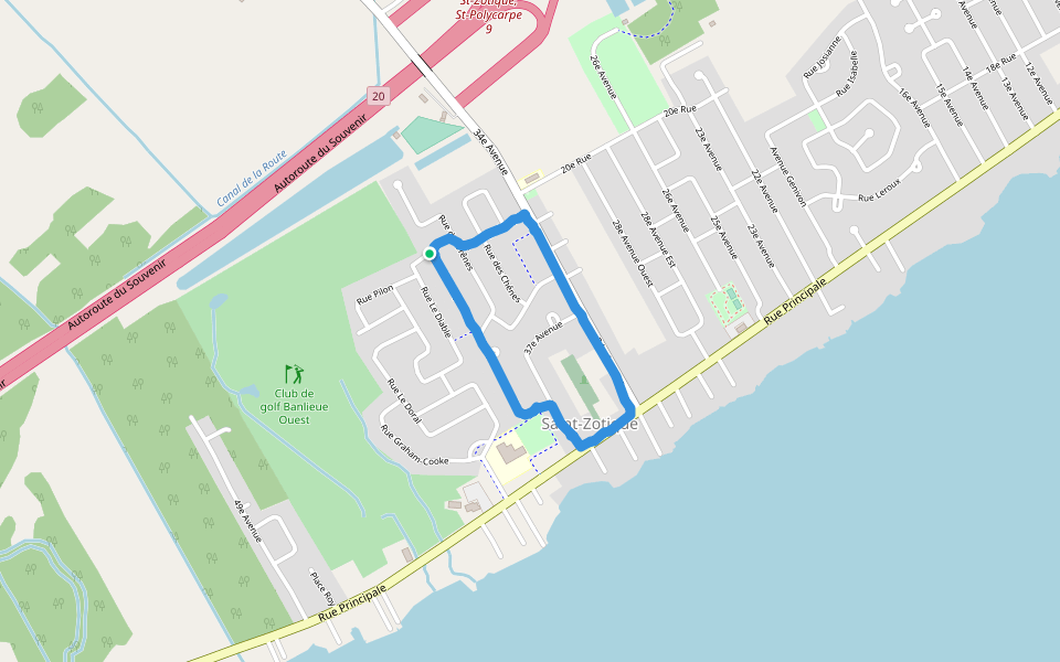 Parc Godfroy-Blanchard walking route map in Saint-Zotique