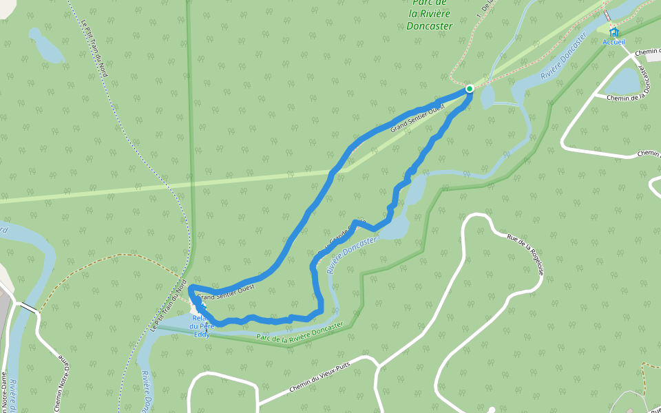 Parc de la Rivière Doncaster walking route map in Sainte-Adèle