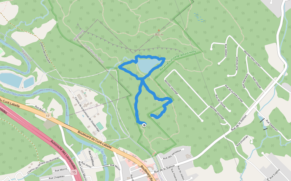 Lac du Paradis - Tour de lac (le) walking route map in Prévost
