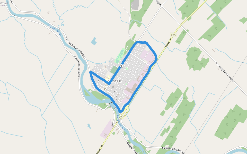 Rivière Noire walking route map in Saint-Hyacinthe