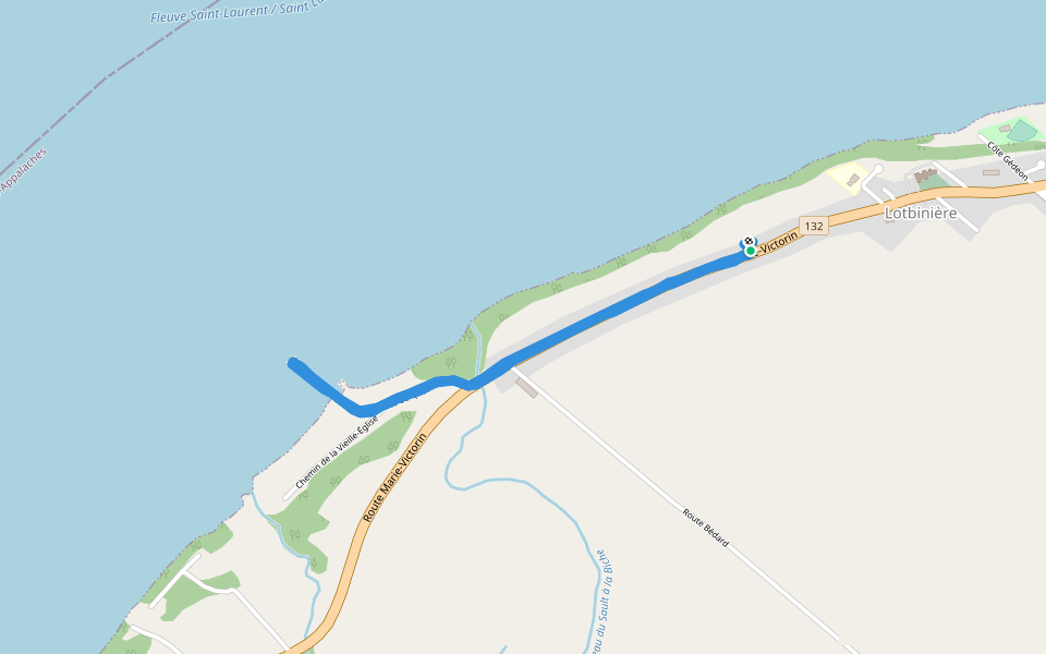 Quai Lotbinière walking route map in Lotbinière