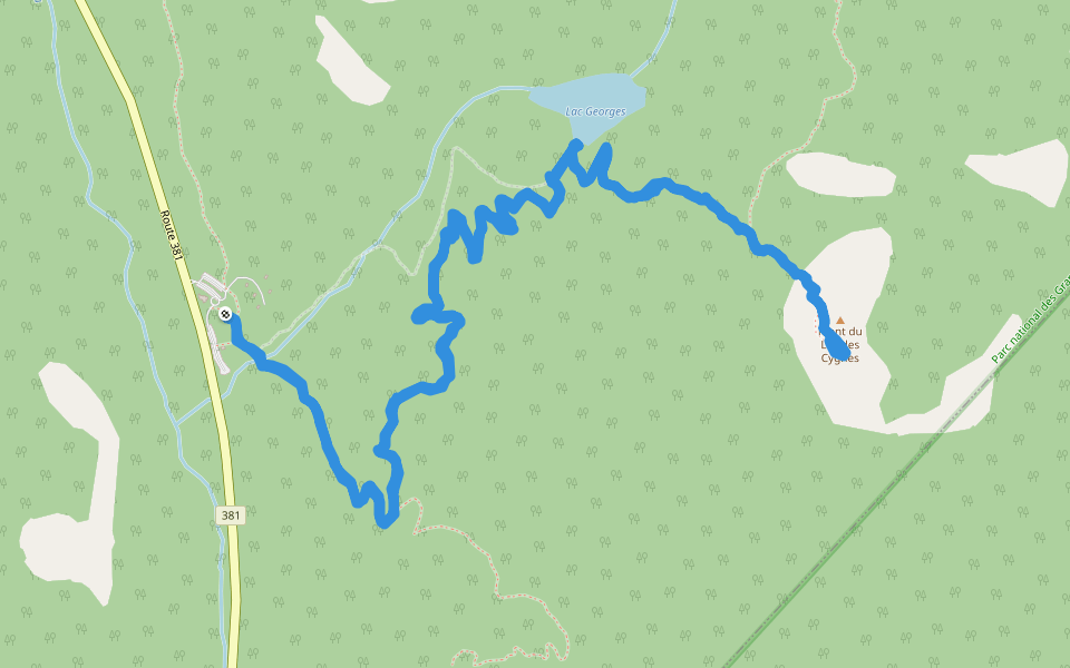 Parc national des Grands-Jardins - Mont du Lac des Cygnes walking route map in Saint-Urbain