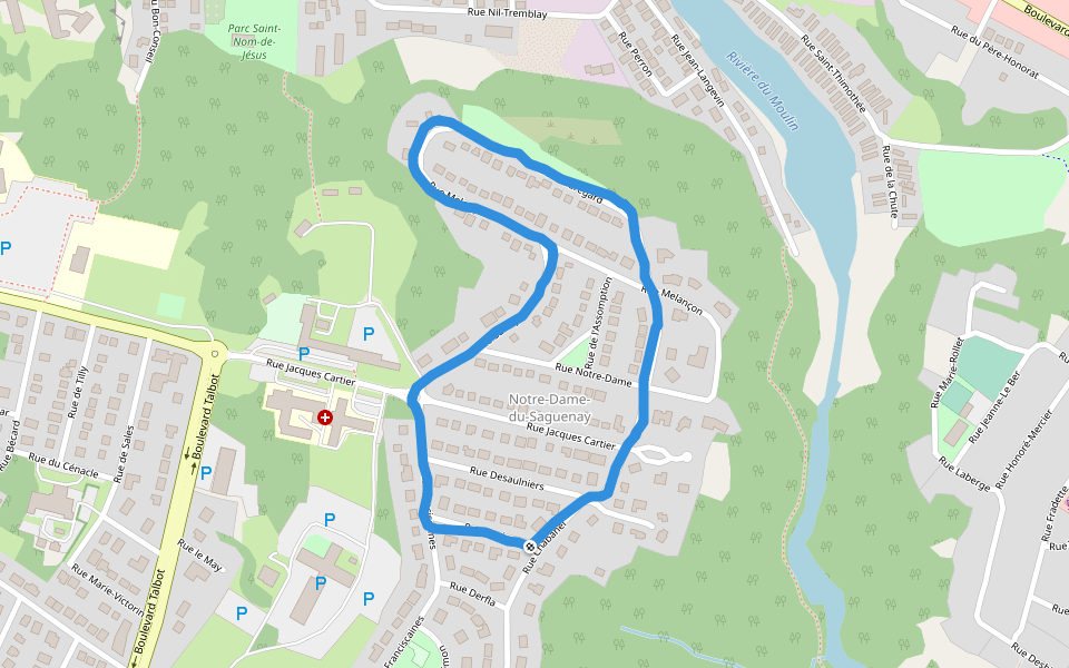 Belvédère Beauregard walking route map in Saguenay