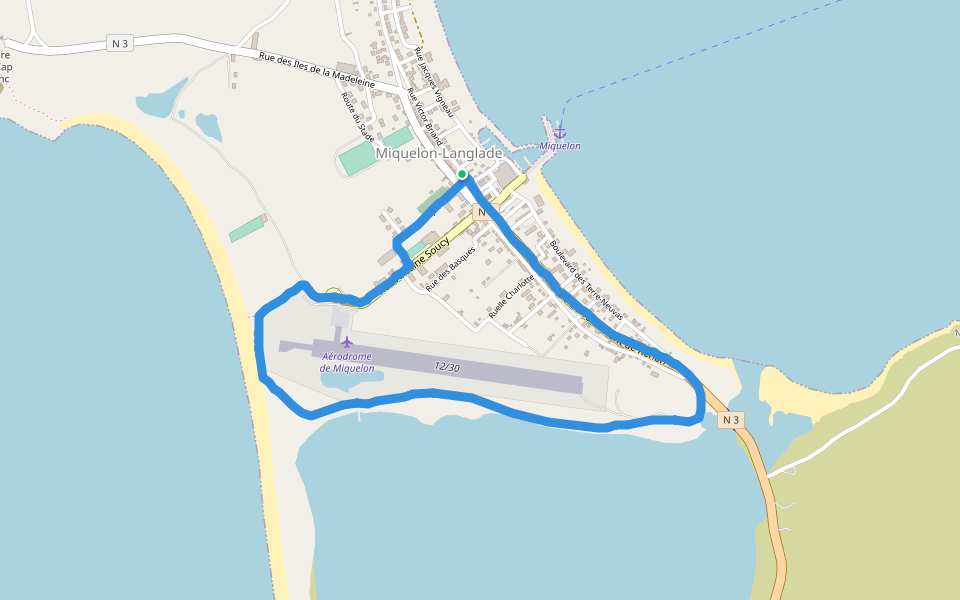 Miquelon Langlade walking route map in Saint-Pierre