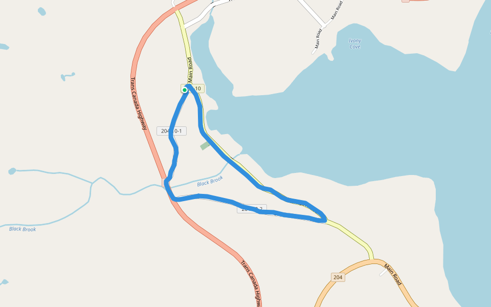 Black Brook walking route map in North West Brook