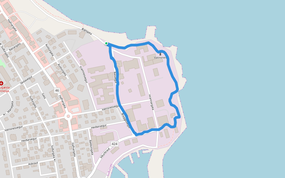Stakksfjörður walking route map in Grindavík