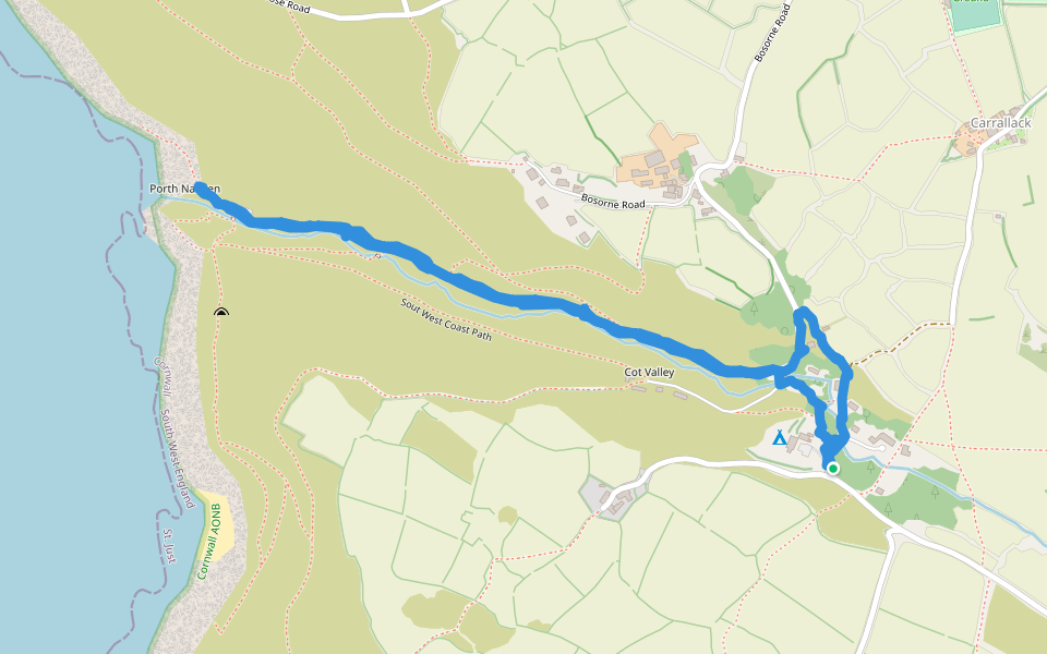 Porth Nanven walking route map in Saint Just