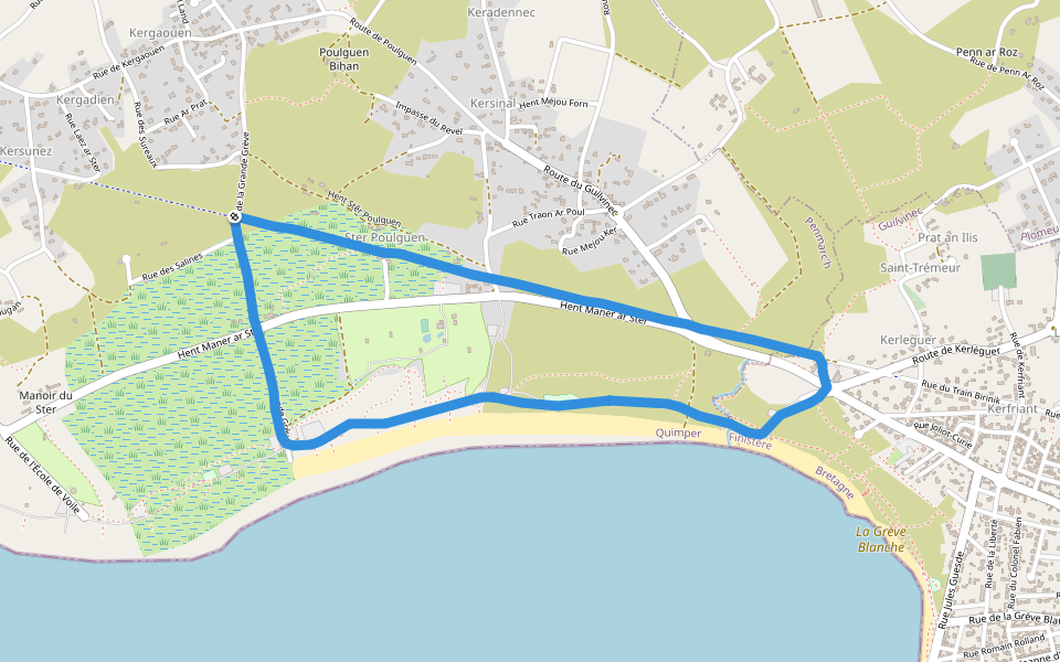 Grève Blanche walking route map in Penmarc'h