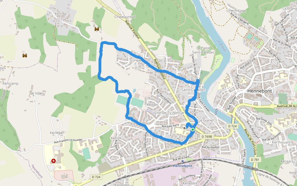 Ballade pres de saint caradec walking route map in Hennebont