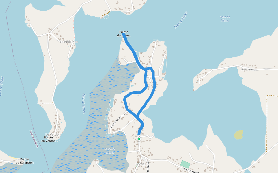 point du listrec walking route map in Locoal-Mendon