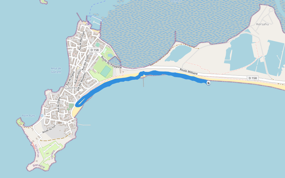 kyte surf vers jusqu'à gavres walking route map in Gâvres