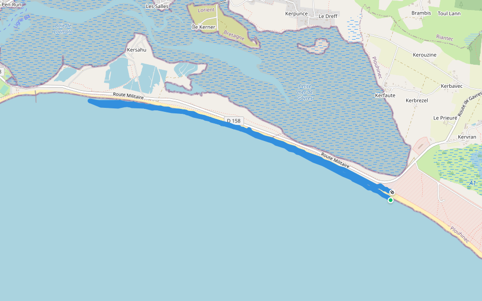 Linès vers Gâvres walking route map in Plouhinec