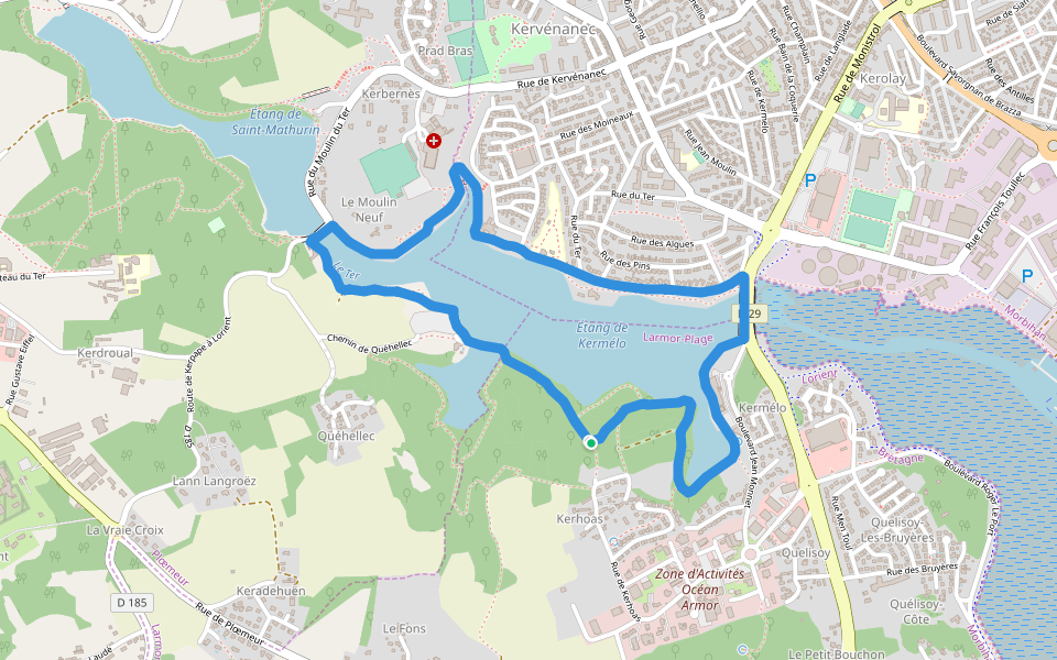 Étang de Kermélo walking route map in Larmor-Plage