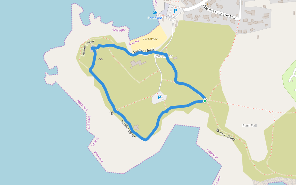 Port-Blanc walking route map in Ploemeur
