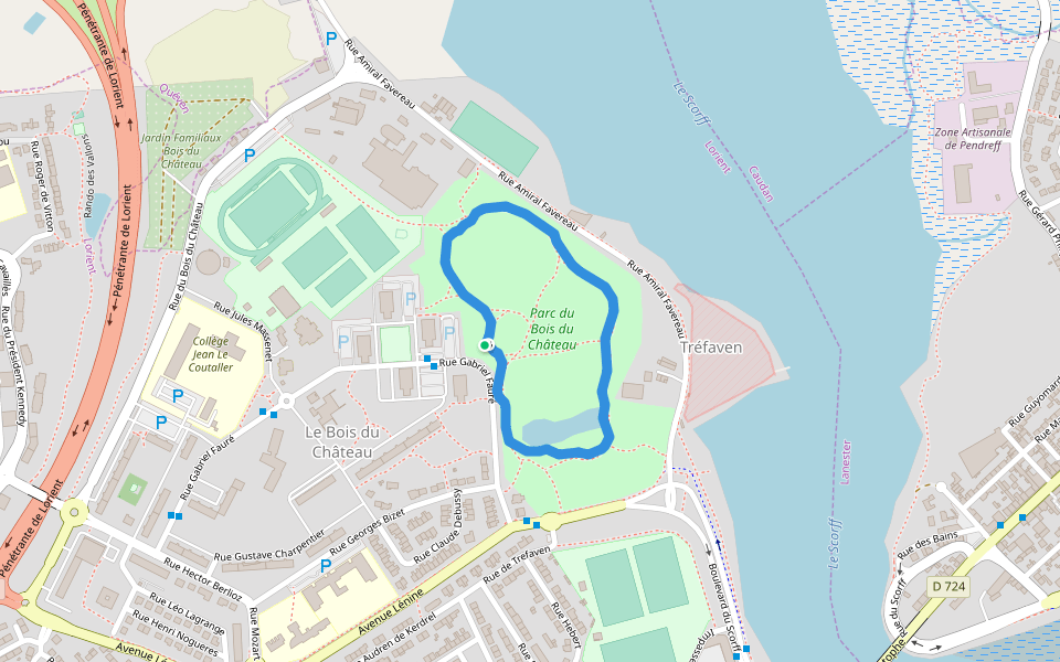 Parc du Bois du Château walking route map in Lorient