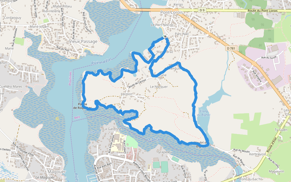 Le Norquer walking route map in Belz