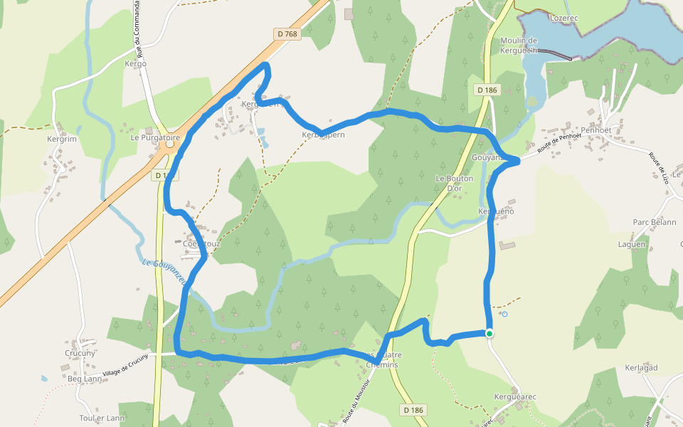 Le Gouyanzeur walking route map in Carnac