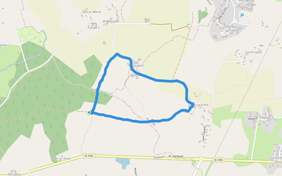 Keriscoarn walking route map in Erdeven