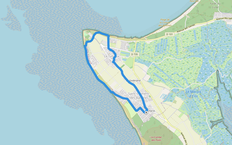 Golfo de Vizcaya - Golfe de Gascogne walking route map in Saint-Clément-des-Baleines