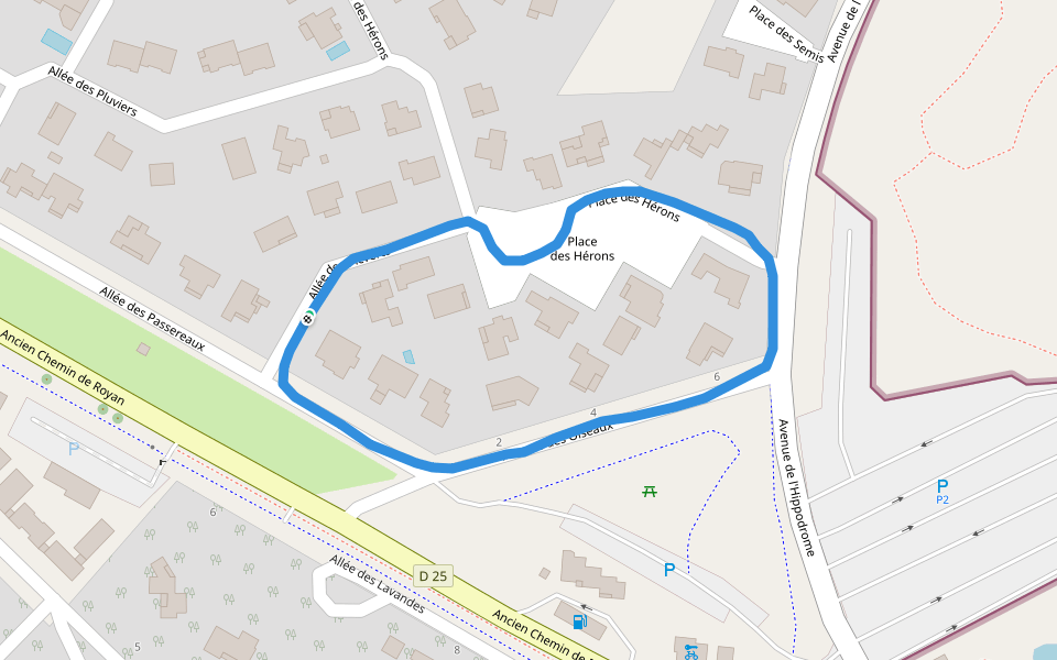 Hameau Des Talaris walking route map in Les Mathes