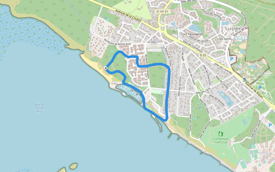 Golfo de Vizcaya - Golfe de Gascogne walking route map in Les Mathes