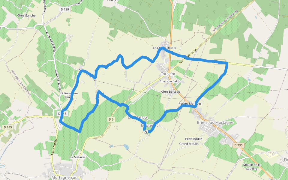 Rue de la Flotte walking route map in Boutenac-Touvent