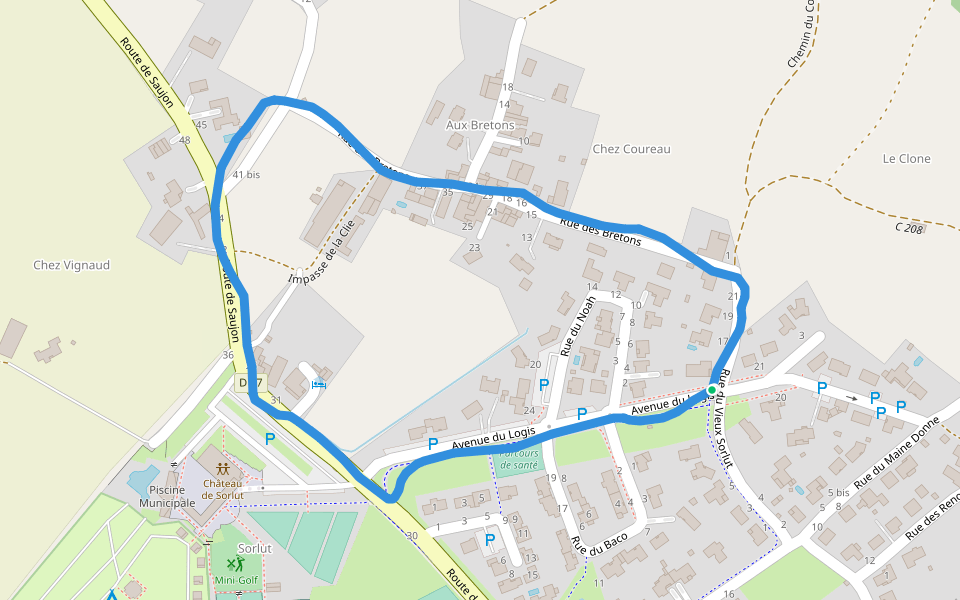 Parcours de santé walking route map in Cozes