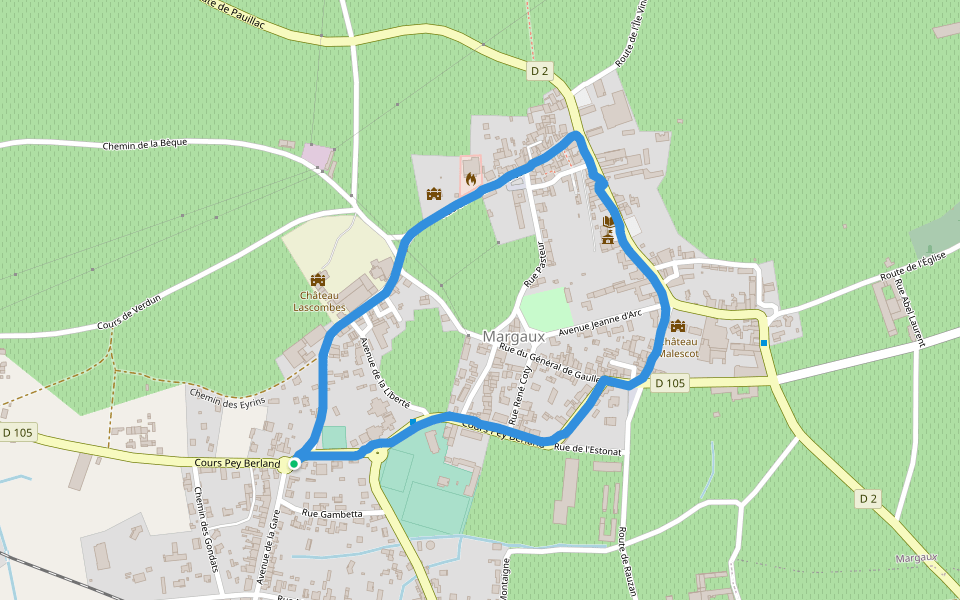 Château Lascombes walking route map in Margaux-Cantenac