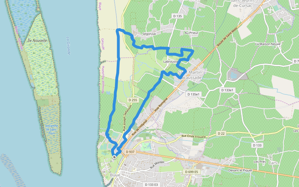 Citadelle de Blaye walking route map in Blaye