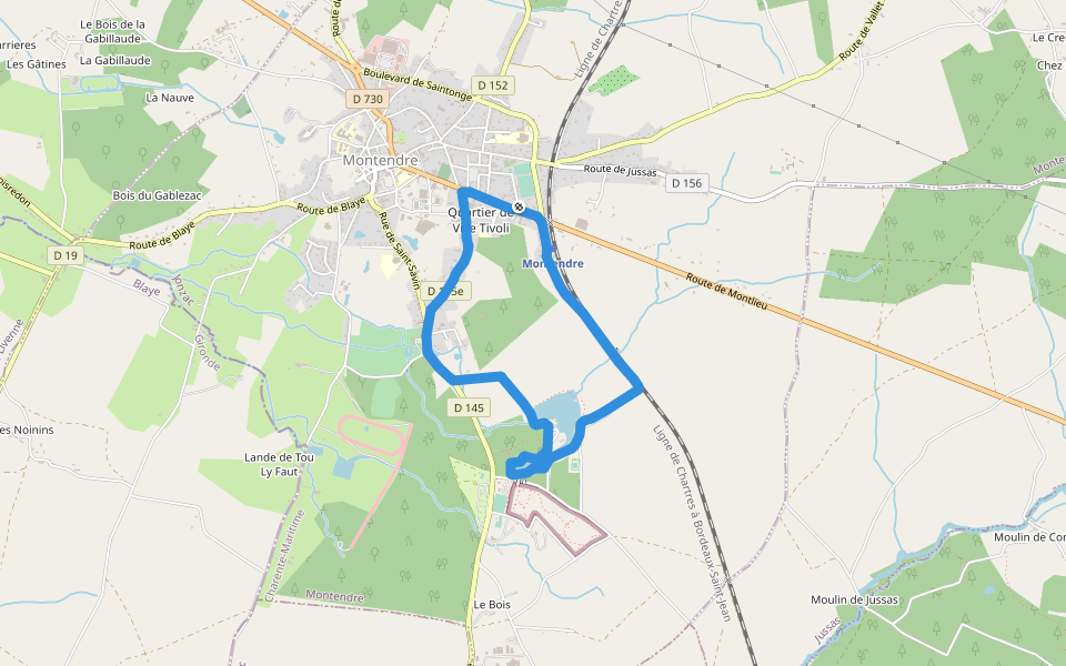 Mysterra walking route map in Montendre