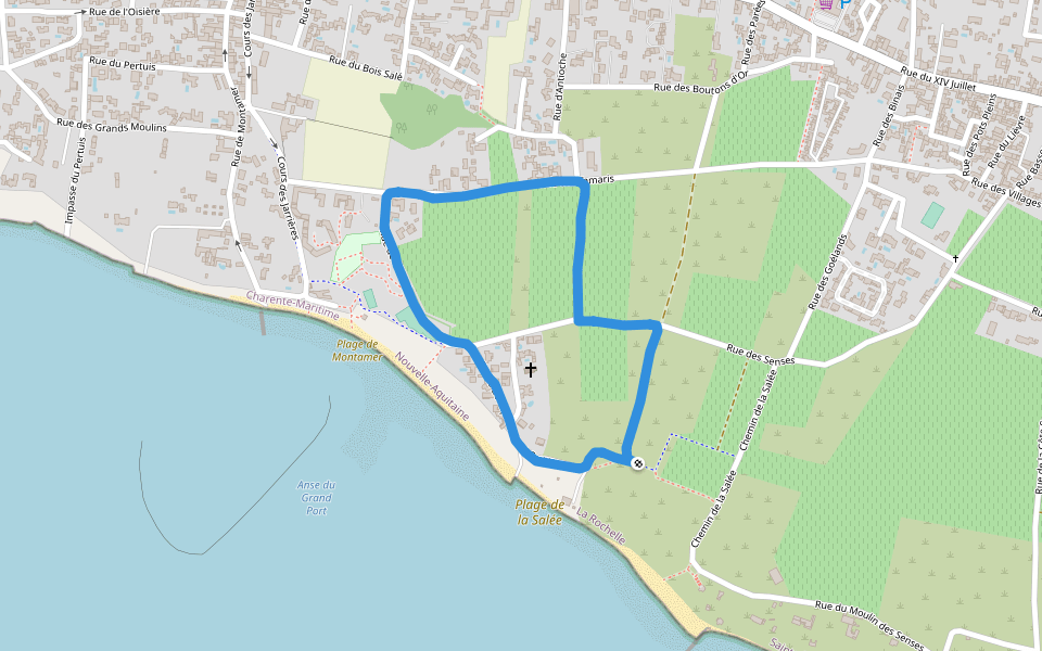 Plage de la Salée walking route map in Sainte-Marie-de-Ré