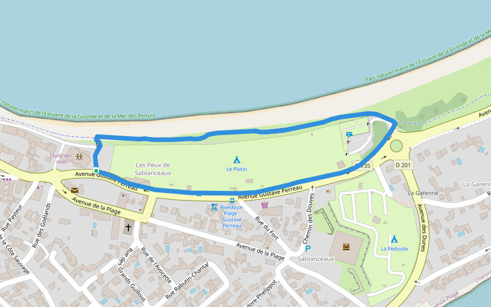 Le Platin walking route map in Rivedoux-Plage