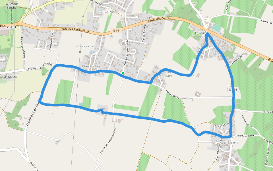 Place du Jumelage walking route map in Chaniers