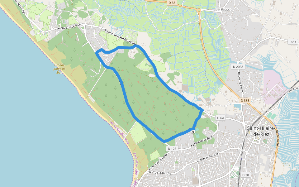 La Parée Préneau walking route map in Saint-Hilaire-de-Riez