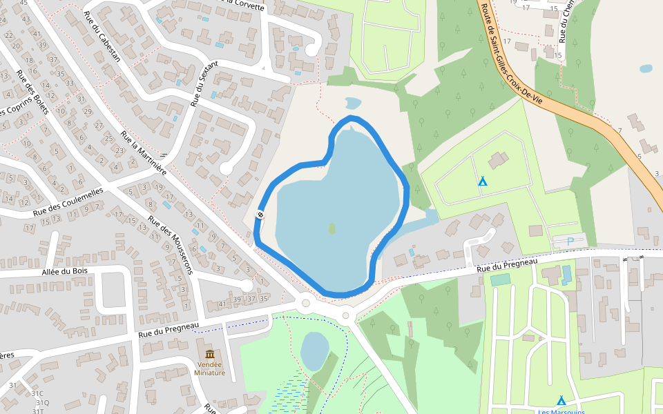 Parc des Morinières walking route map in Bretignolles-sur-Mer