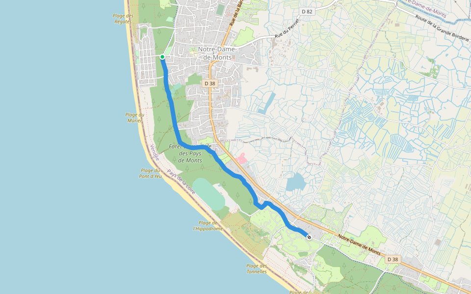Sentier au bord de mer walking route map in Notre-Dame-de-Monts