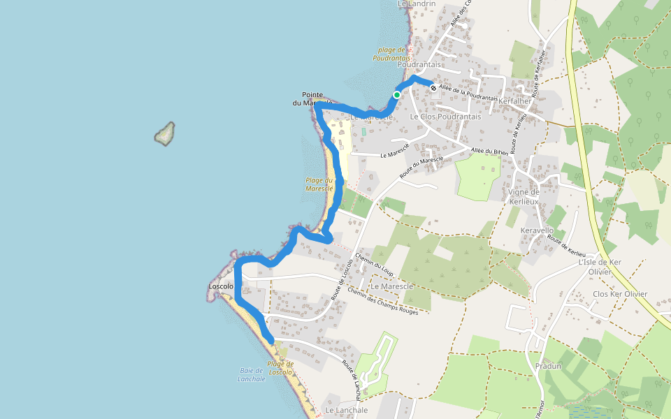 L’oscolo walking route map in Pénestin
