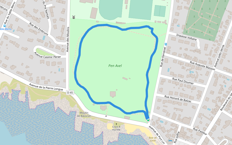 Pen Avel walking route map in Le Croisic