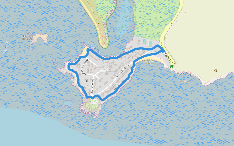 Plage des Barges walking route map in Billiers