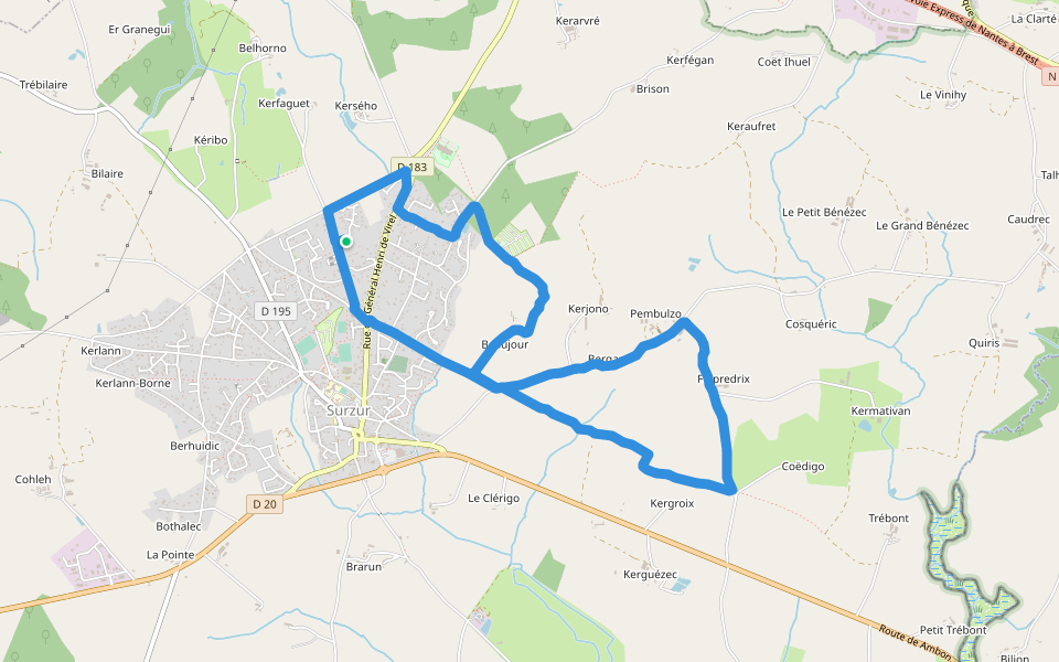 Ty Coët walking route map in Surzur