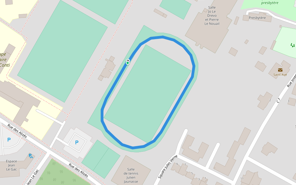 Salle Jo Le Drevo et Pierre Le Nouail walking route map in Saint-Avé