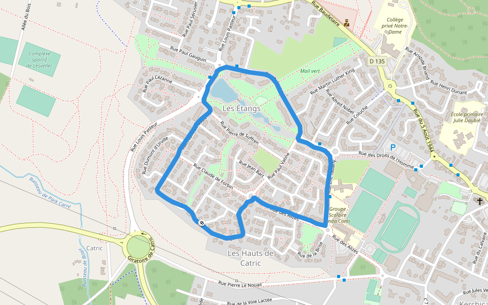 Mail vert walking route map in Saint-Avé
