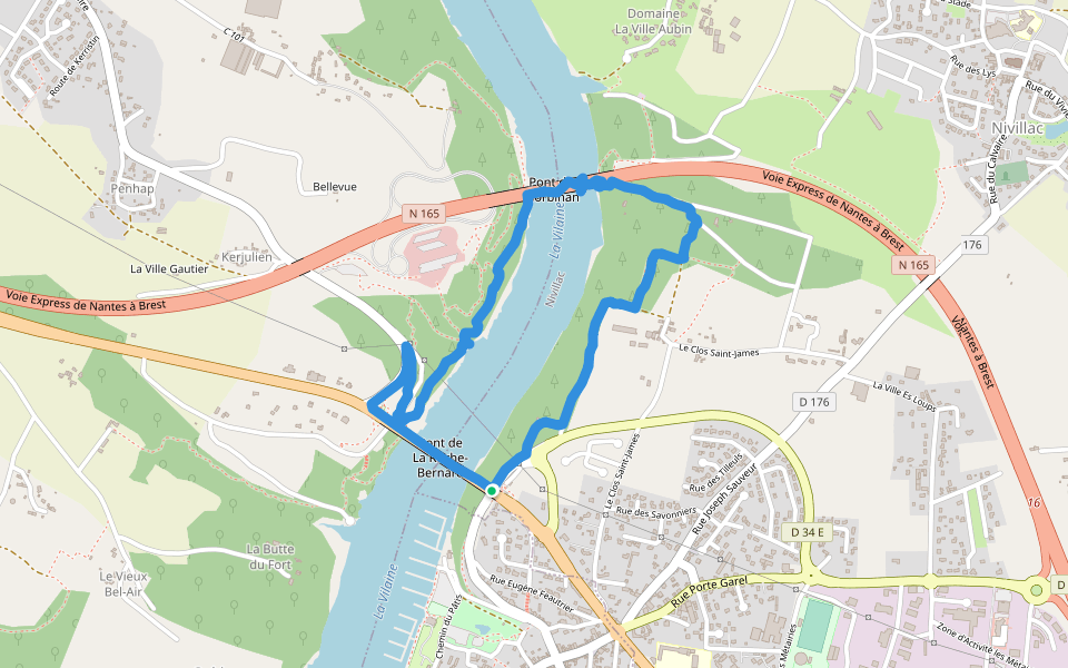 La Vilaine walking route map in Nivillac