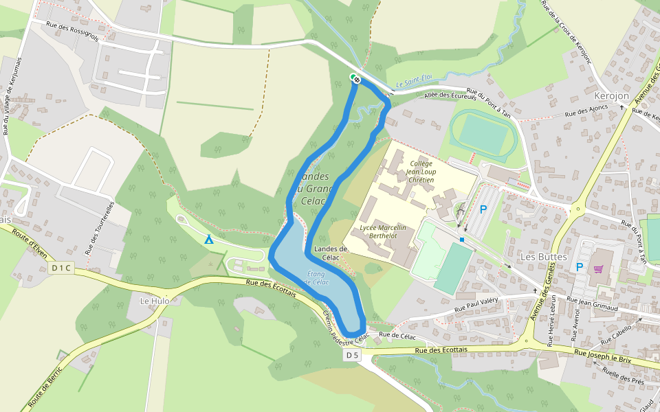 Landes du Grand Celac walking route map in Questembert