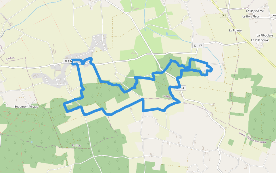 Le Guidecourt walking route map in Ruffiac