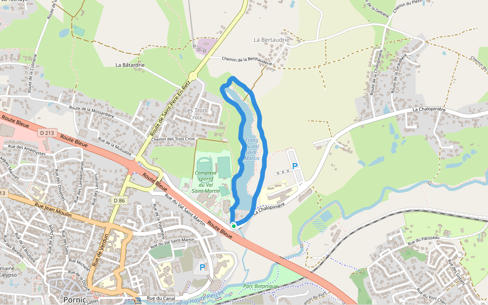 Étang du Val Saint-Martin walking route map in Pornic